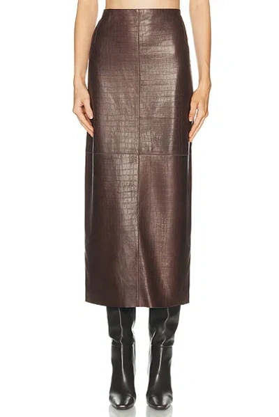 Nour Hammour Elyse Croco Skirt In Brown