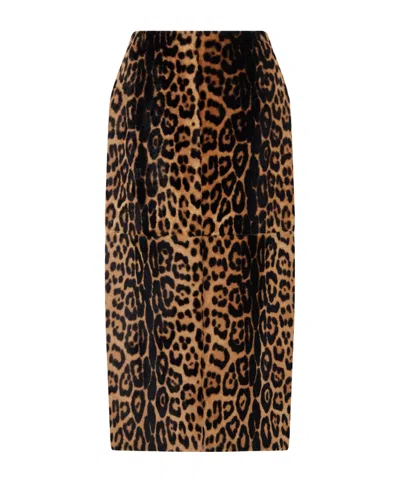 Nour Hammour Elyse Leopard Print Midi Skirt In Animal Print