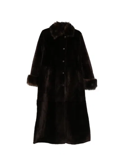 Nour Hammour Enya Buttoned Collared Coat In Brown