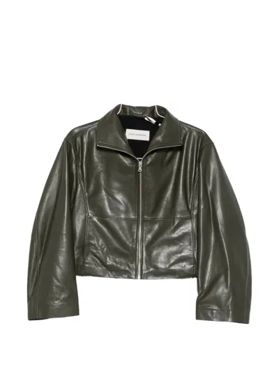 Nour Hammour Etienne Leather Jacket In Green