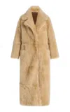 Nour Hammour Evita Long Shearling Coat In Brown