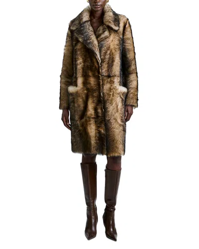 Nour Hammour Evita Shearling Coat In Tundra