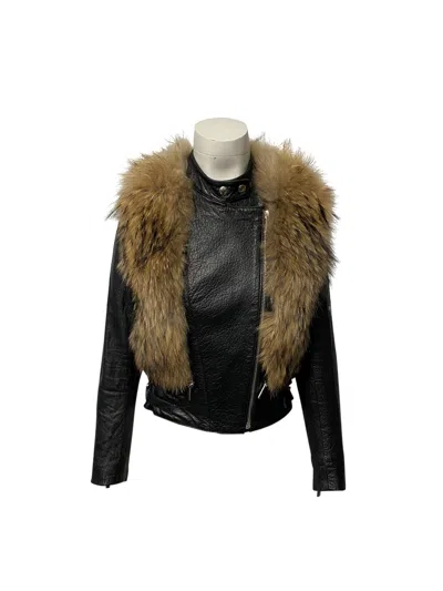 Nour Hammour Finn Racoon Jacket In Black Lambskin Leather In Multi