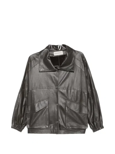 Nour Hammour Anorak Flap-pocket Leather Jacket In Brown