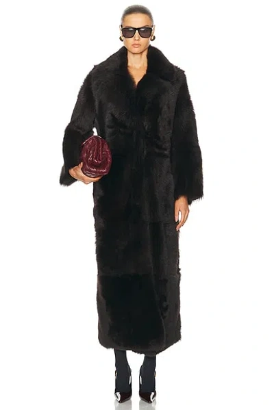 Nour Hammour For Fwrd Evita Extra Long Coat In Chocolat Fondant