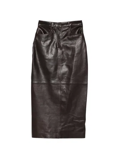 Nour Hammour Ghalia Pocket Pencil Midi Skirt In Brown