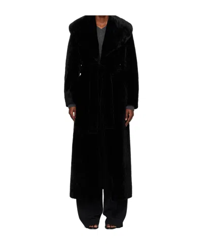 Nour Hammour Giovanna Belted Coat In Brown