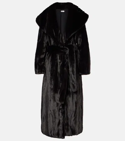 Nour Hammour Giovanna Faux Fur Coat In Black