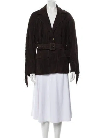 Pre-owned Nour Hammour Goat Leather Jacket In Brown