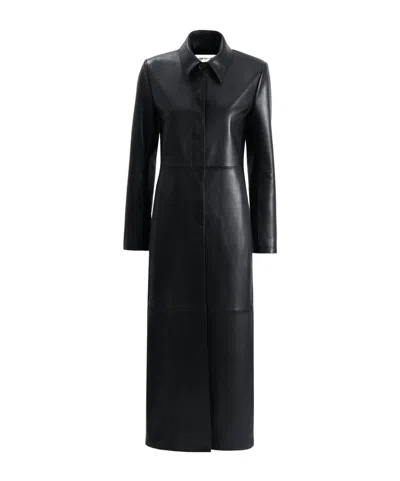 Nour Hammour Gotham Sleek Leather Coat In Black