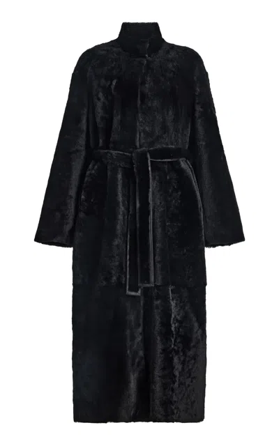 Nour Hammour Grace Leather Coat In Black