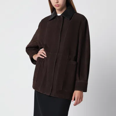 Nour Hammour Grange Jacket In Mocha Suede Leather In Brown