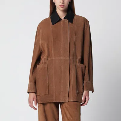 Nour Hammour Grange Jacket In Tobacco Suede Leather In Brown