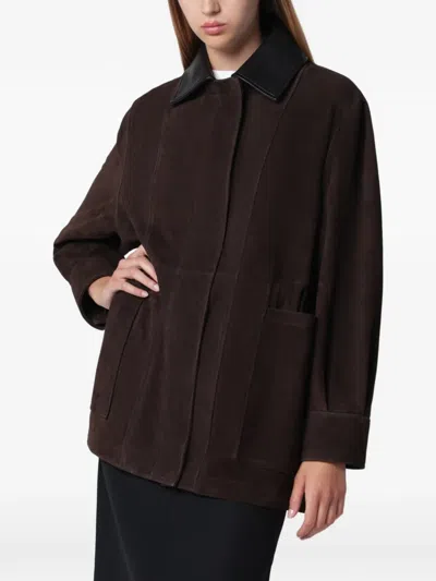 Nour Hammour Grange Jacket In Mocha Suede Leather In Brown