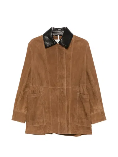 Nour Hammour Grange Suede Jacket In Orange