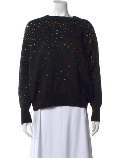 Pre-owned Nour Hammour Graphic Print Crew Neck Sweater In Black