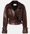 Nour Hammour Hatti Croc-effect Leather Jacket In Brown