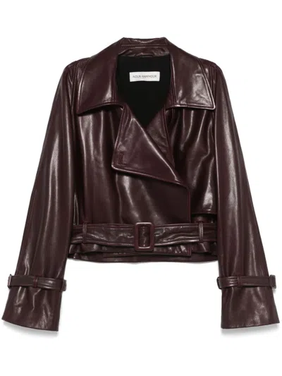 NOUR HAMMOUR CROPPED LEATHER JACKET - WOMEN'S - VISCOSE/CUPRO/LAMBSKIN