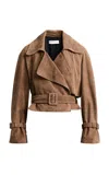Nour Hammour Hatti Suede Cropped Jacket In Tan
