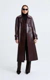 Nour Hammour Henri Lambskin Trench Coat In Burgundy
