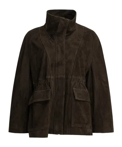 Nour Hammour High-neck Leather Jacket In Brown