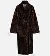 Nour Hammour Imani Leopard-print Shearling Wrap Coat In Brown