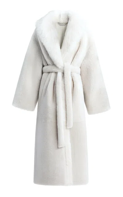 Nour Hammour Isadora Oversized Lambskin Shearling In White