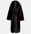 Nour Hammour Isadora Shearling Wrap Coat In Black