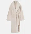 Nour Hammour Isadora Shearling Wrap Coat In White