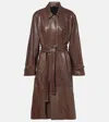 Nour Hammour Isolde Belted Leather Coat In Brown