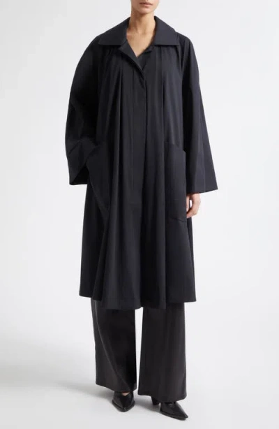 Nour Hammour Jane Graceful Stretch Cotton & Nylon Coat In Black