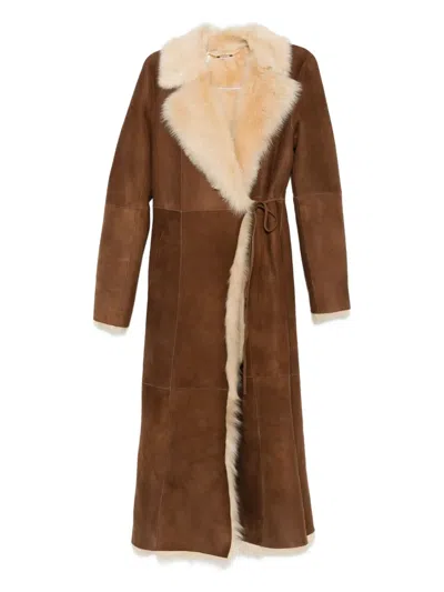 Nour Hammour Joni Faux Fur Coat In Brown
