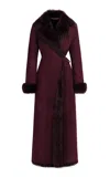 Nour Hammour Joni Lambskin Shearling Coat In Burgundy