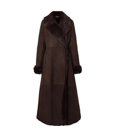 Nour Hammour Joni Shearling Coat In Brown