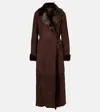 Nour Hammour Joni Shearling-lined Suede Wrap Coat In Black