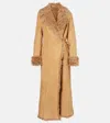 Nour Hammour Joni Shearling-lined Suede Wrap Coat In Brown