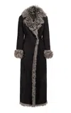 Nour Hammour Joni Shearling-trimmed Suede Coat In Grey