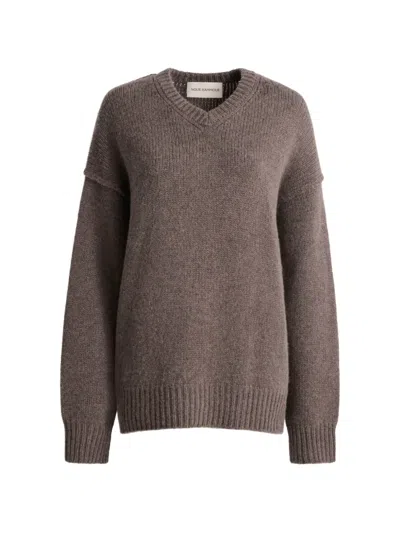 Nour Hammour Jude V-neck Sweater In Brown
