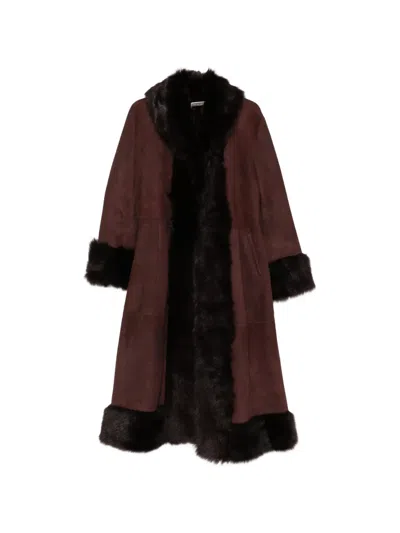 Nour Hammour Kaya Single-breasted Fur Coat In Brown