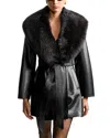 Nour Hammour Kelsey Shearling Trim Leather Jacket In Black Brown
