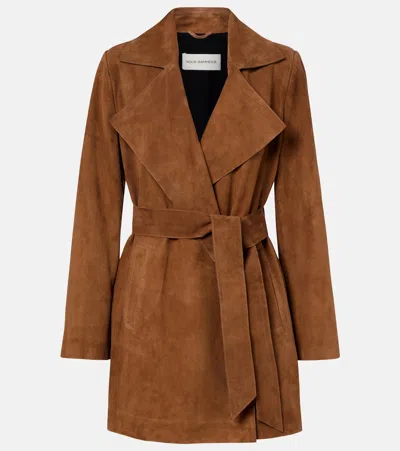 Nour Hammour Kerry Suede Coat In Brown
