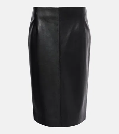 Nour Hammour Lady Leather Midi Skirt In Black