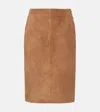 Nour Hammour Lady Suede Pencil Skirt In Brown