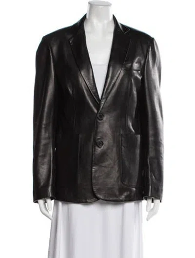 Pre-owned Nour Hammour Lamb Fur Blazer In Black