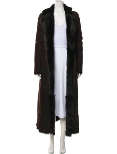 Pre-owned Nour Hammour Lamb Fur Coat In Brown