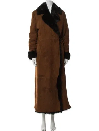 Pre-owned Nour Hammour Lamb Fur Coat In Brown