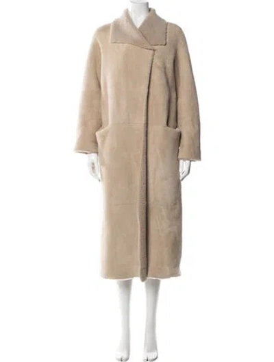 Pre-owned Nour Hammour Lamb Fur Coat In Neutral