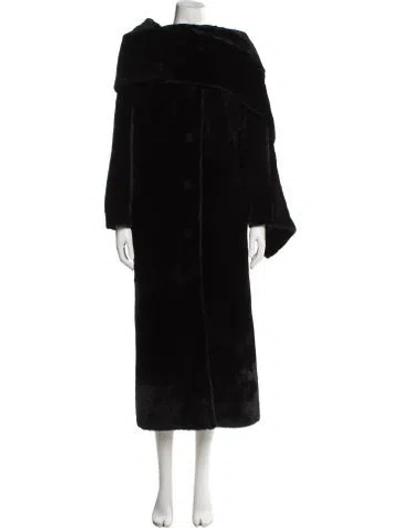 Pre-owned Nour Hammour Lamb Fur Faux Fur Coat In Black