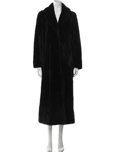 Pre-owned Nour Hammour Lamb Fur Faux Fur Coat In Black