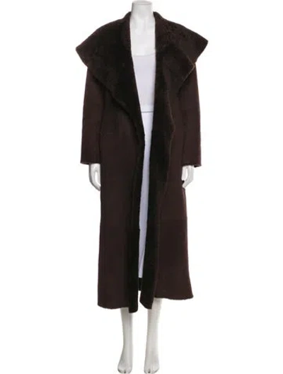 Pre-owned Nour Hammour Lamb Fur Faux Fur Coat In Brown